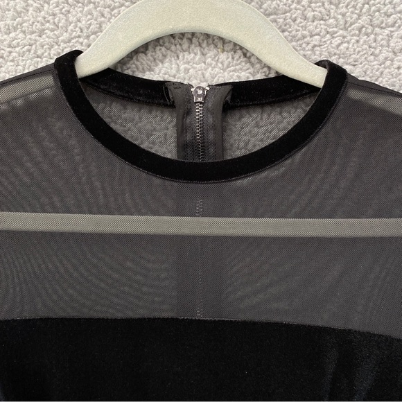 Tahari ASL Illusion Velour Mesh Feather Skirt Cocktail Dress Sz 2 - Picture 3 of 12